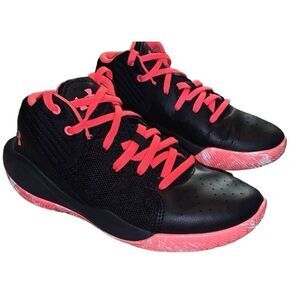 Worn once! Steph Curry Under Armour Black Bright Pink Mid-Top Sneakers - Size 3Y